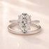 Moissanite 4.0Ct Solitaire Oval Cut White Gold Engagement Ring with Plain Wedding Band - louilyjewelry