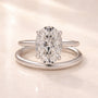 Moissanite 4.0Ct Solitaire Oval Cut White Gold Engagement Ring with Plain Wedding Band - louilyjewelry