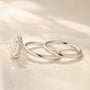 Moissanite 4.0Ct Solitaire Oval Cut White Gold Engagement Ring with Plain Wedding Band - louilyjewelry
