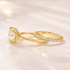 Moissanite 4.0Ct Solitaire Round Cut Yellow Gold Engagement Ring with Eternity Thin Wedding Band - louilyjewelry