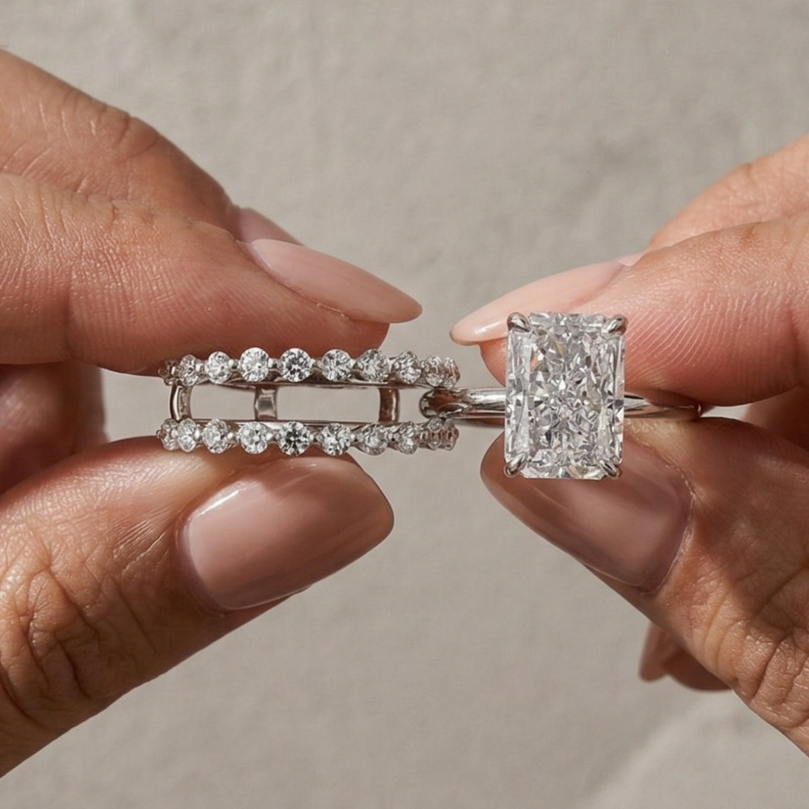 S925 Vintage 4.5Ct Radiant Cut Wedding Set 18K White Gold/18K Yellow Gold Bridal Rings for Women