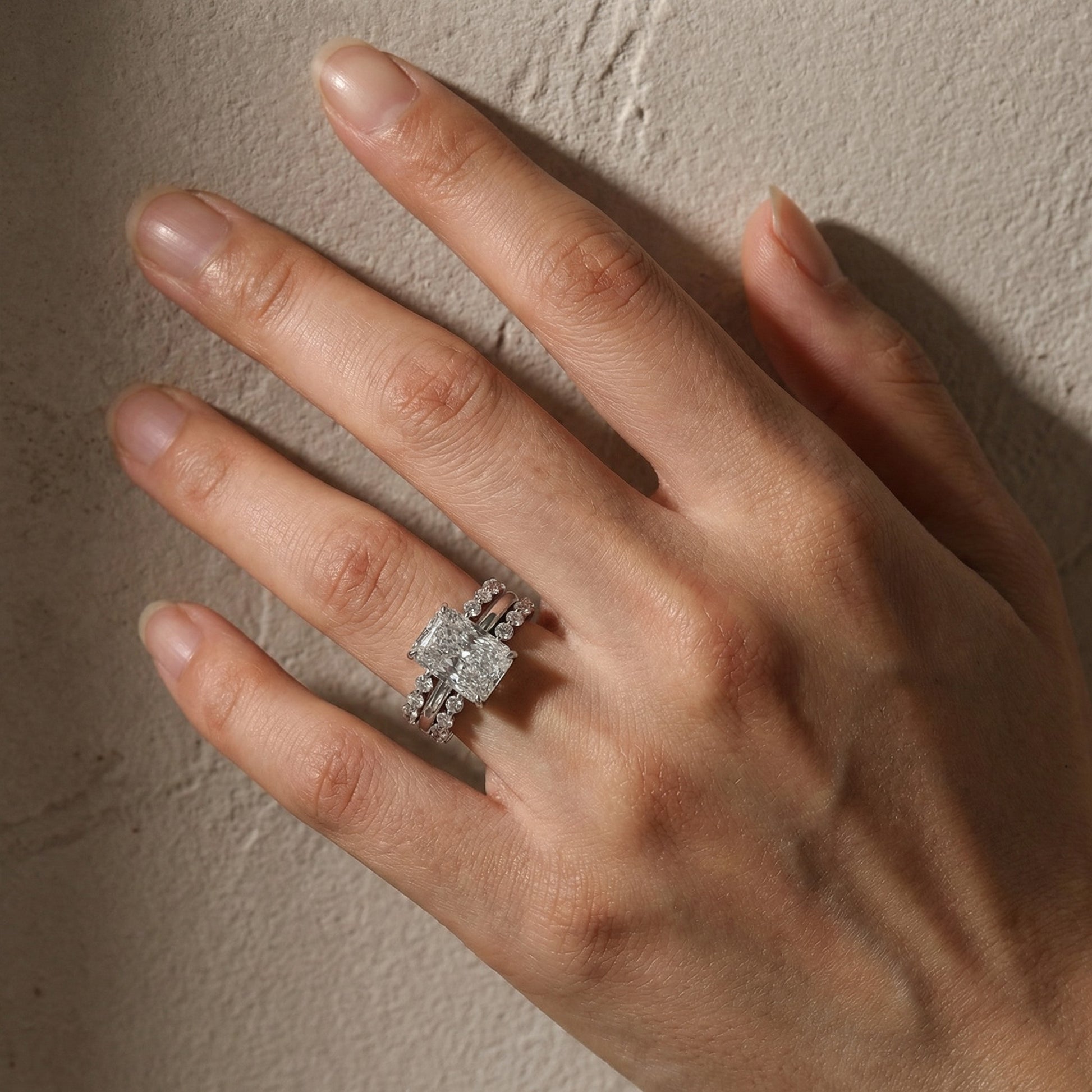 S925 Vintage 4.5Ct Radiant Cut Wedding Set 18K White Gold/18K Yellow Gold Bridal Rings for Women