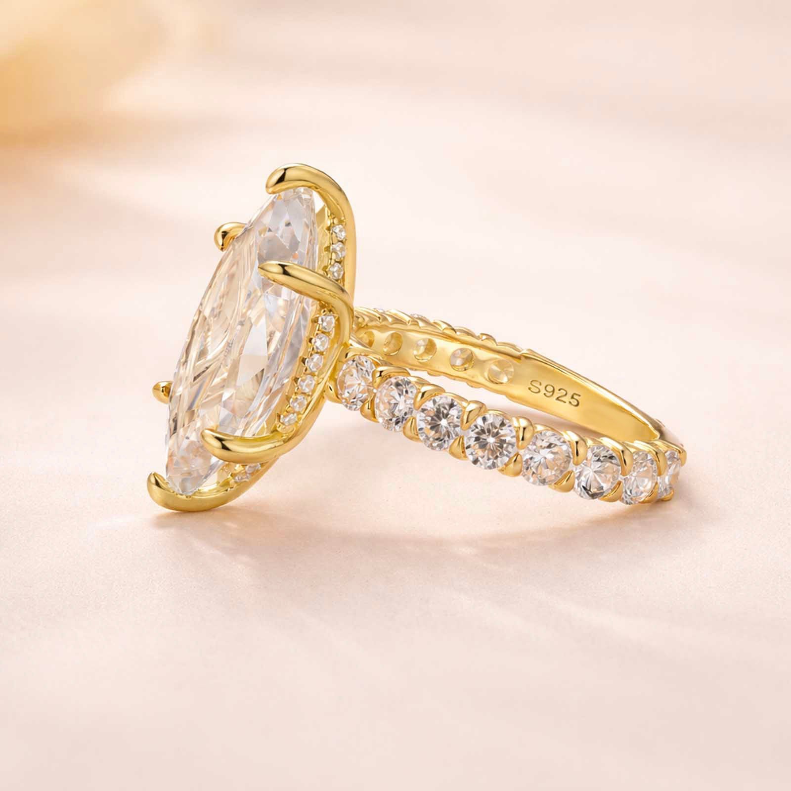 S925 6.0 Carat Marquise Cut Engagement Ring Full Simulated Diamond Promise Ring In Sterling Silver