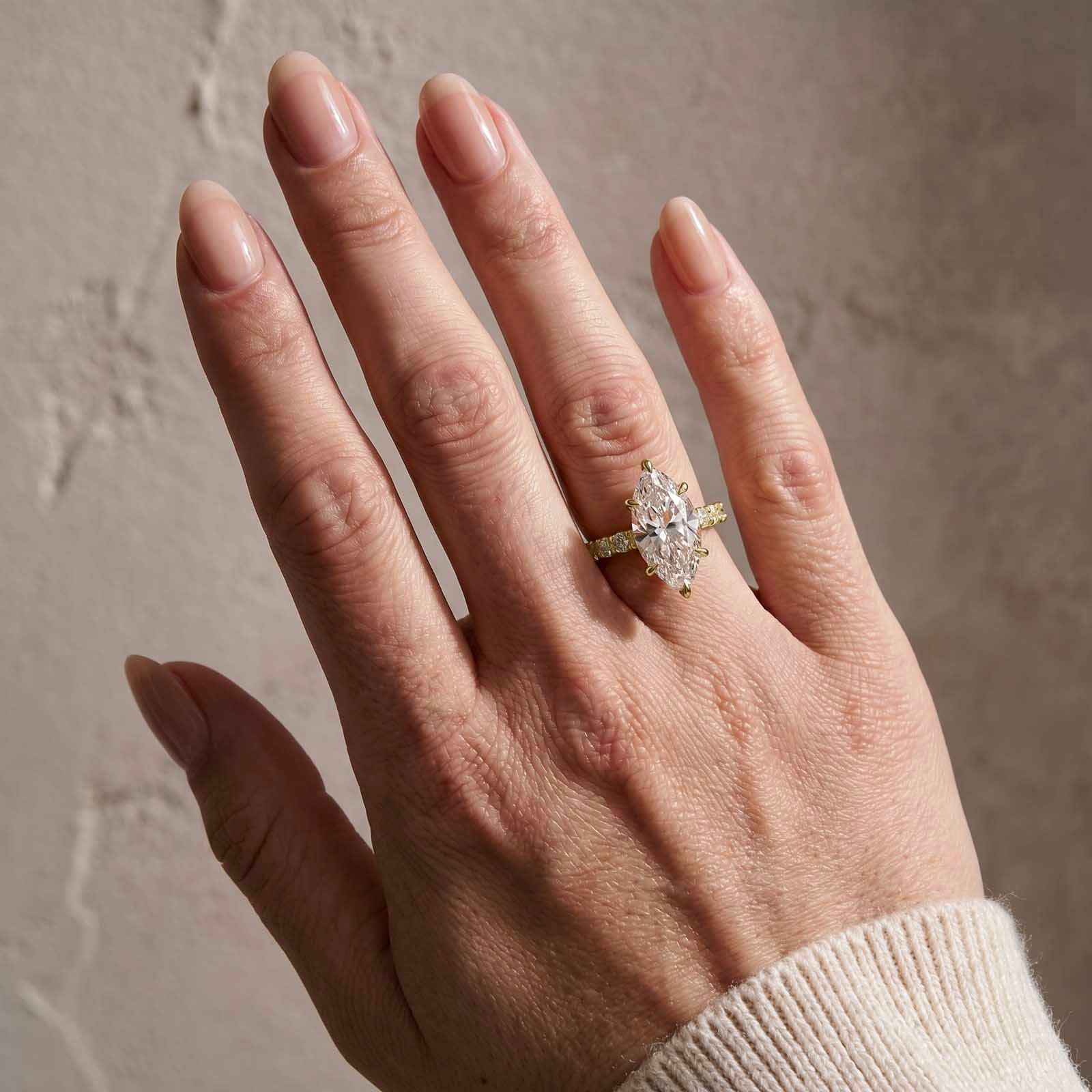 S925 6.0 Carat Marquise Cut Engagement Ring Full Simulated Diamond Promise Ring In Sterling Silver