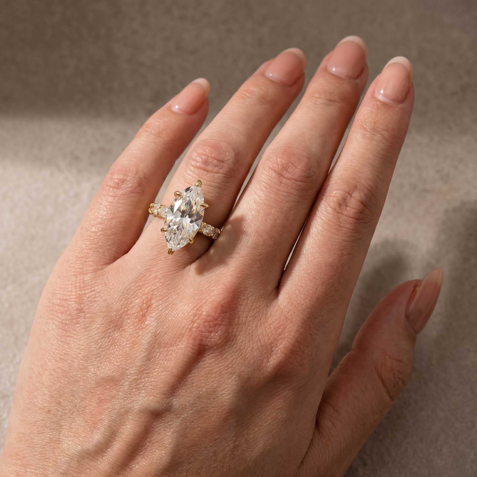 Marquise Cut Engagement Ring 6.0 Carat Simulated Diamond 925 Sterling Silver Wedding Ring with Side Stones