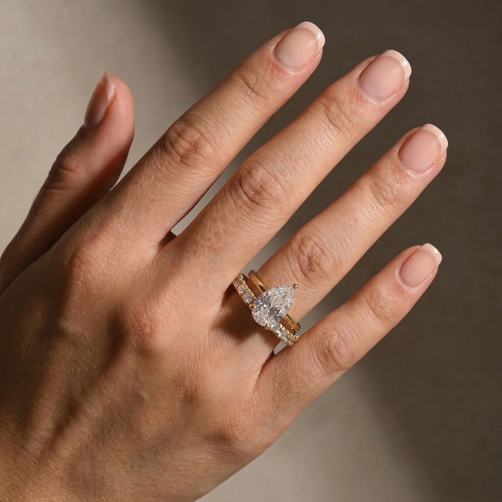 S925 4.0Ct Solitaire Pear Cut Sterling Silver Wedding Ring Sets Engagement Ring With Wedding Band