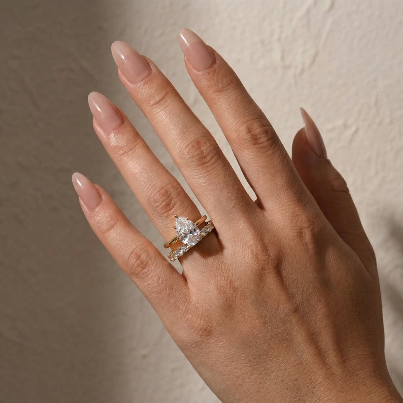 S925 4.0Ct Solitaire Pear Cut Sterling Silver Wedding Ring Sets Engagement Ring With Wedding Band