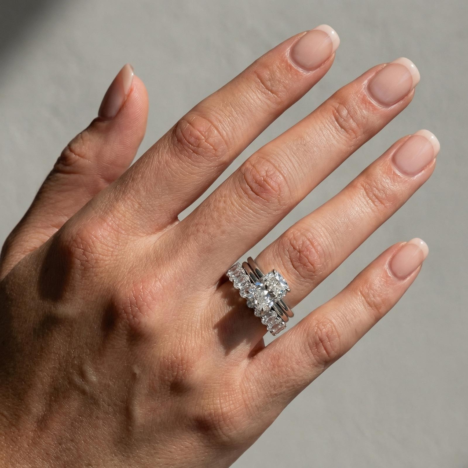 S925 4.5Ct Cushion Cut Engagement Ring Set with Oval Eternity Wedding Bands 3PC Stackable Ring Set for Women