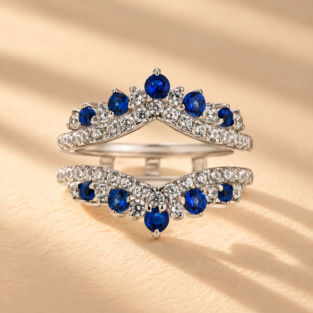 Pavé Full Eternity Blue & White Stone Enhancer Wedding Band