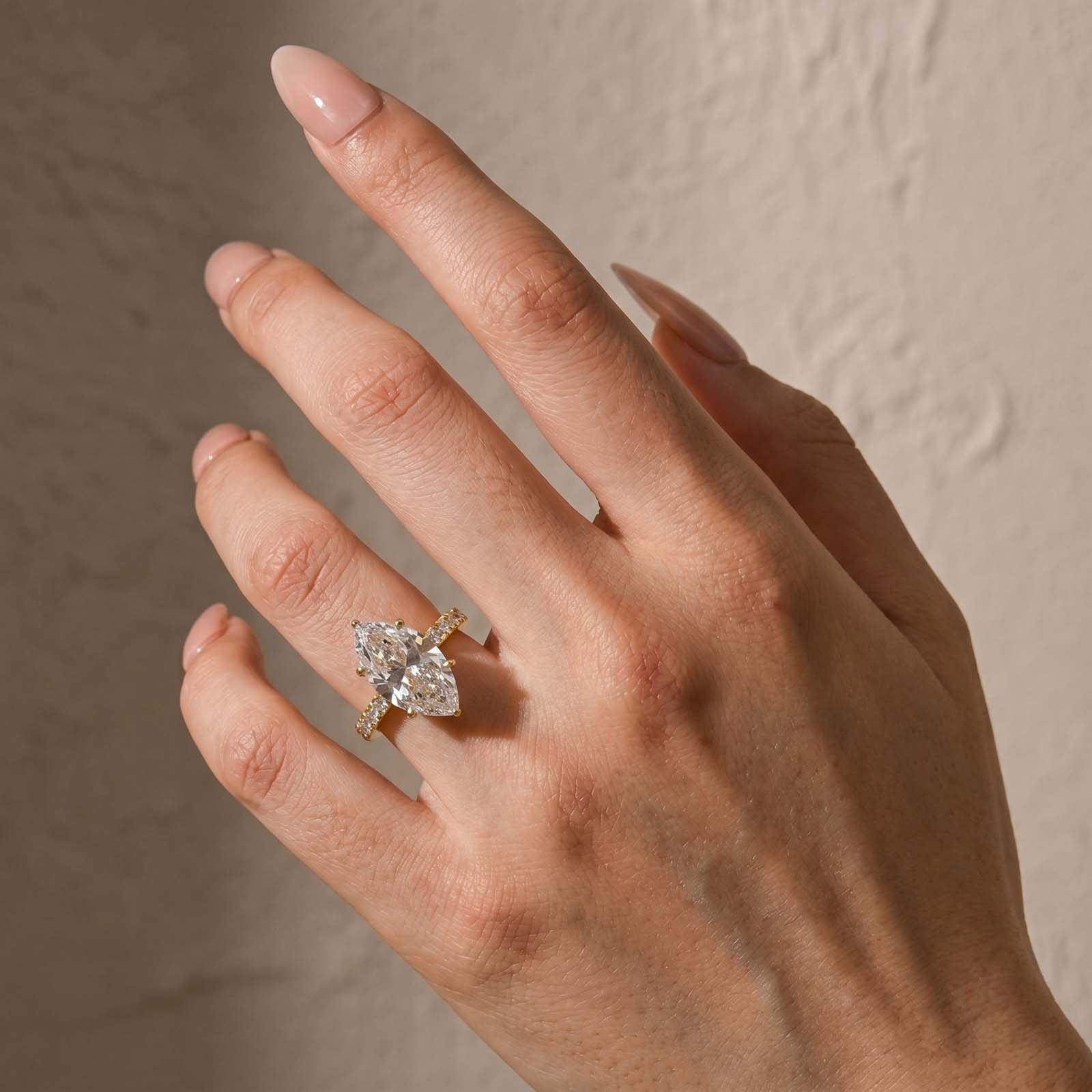 S925 4.5Ct Marquise Cut Engagement Ring Hidden HalocTravel Ring In Sterling Silver