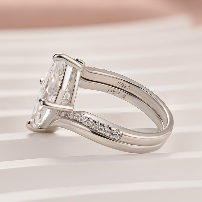 2PC Unique 3.0Ct Marquise Cut Insert Wedding Ring Set For Women In Sterling Silver - louilyjewelry