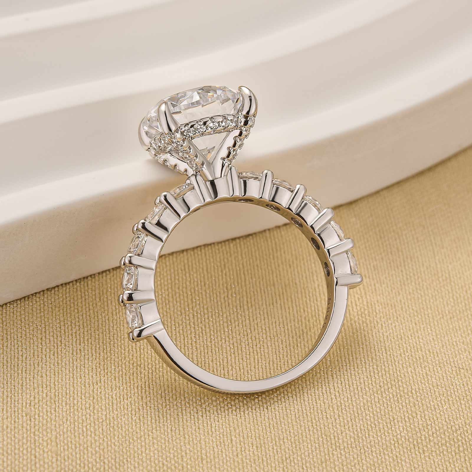 Louily Elegant Round Cut Engagement Ring For Women In Sterling Silver - louilyjewelry