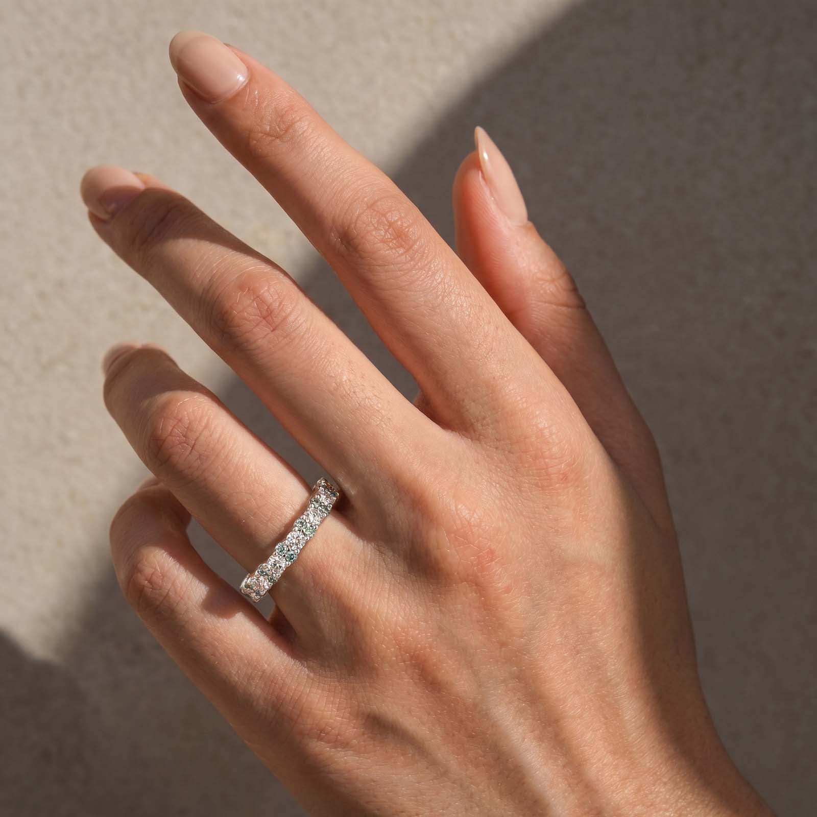 S925 Moissanite 2.5 Ct Round Cut Full Wedding Band Stackable Everyday Wearable Ring for Women