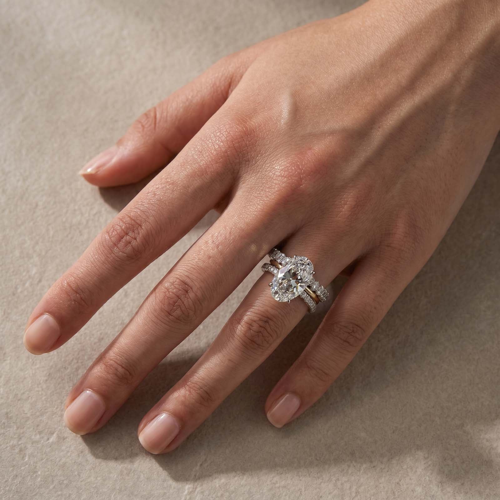 S925 Luxe 3PC 5.0Ct Oval Cut Hidden Halo Stackable Statement Ring Sets For Social Occasions