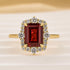 Louily Yellow Gold Halo Emerald Cut Engagement Ring In Sterling Silver - louilyjewelry