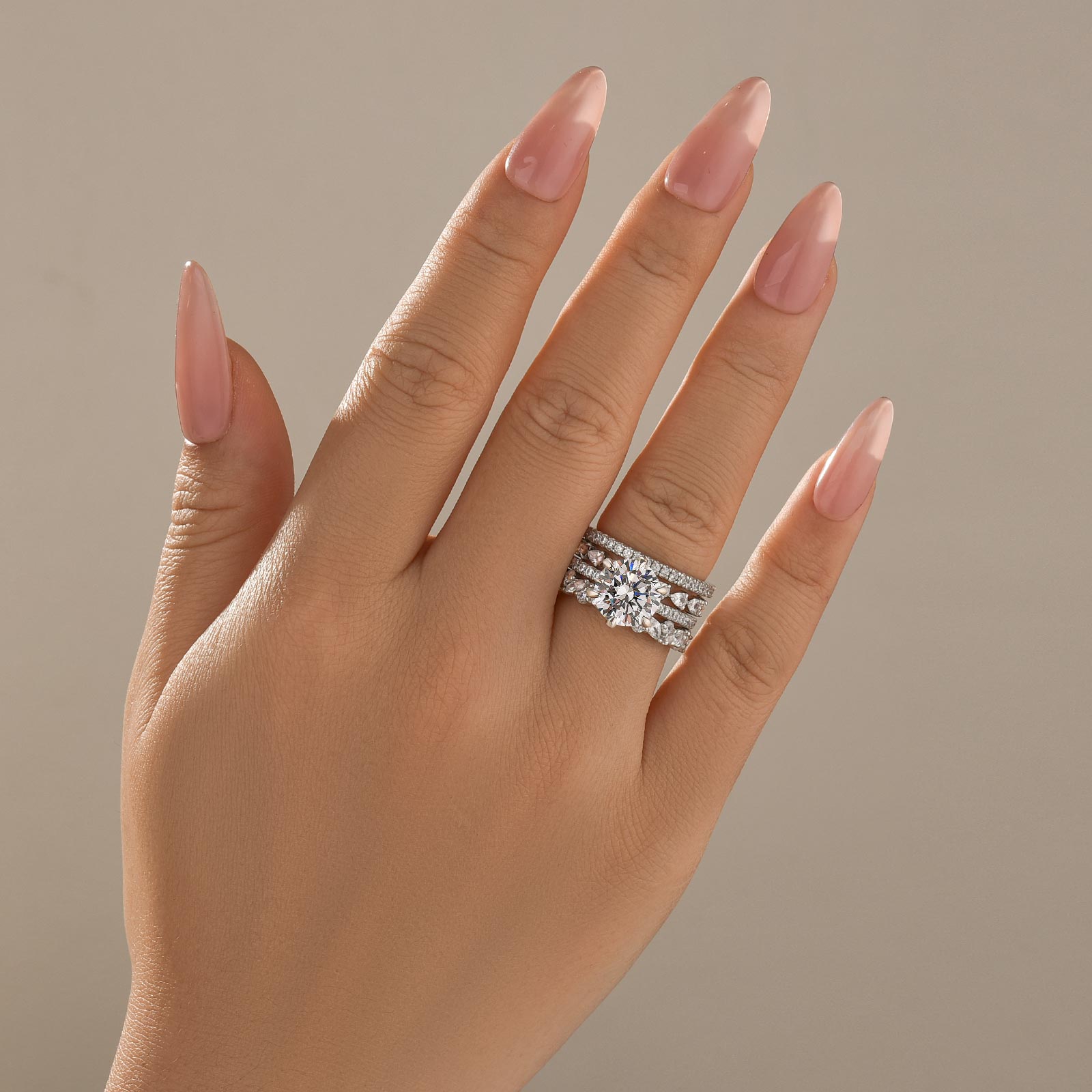 4PC 3.0 Ct Wedding Ring Set Round Cut Simulated Diamonds Engagement Ring With Fashion Design Wedding Bands