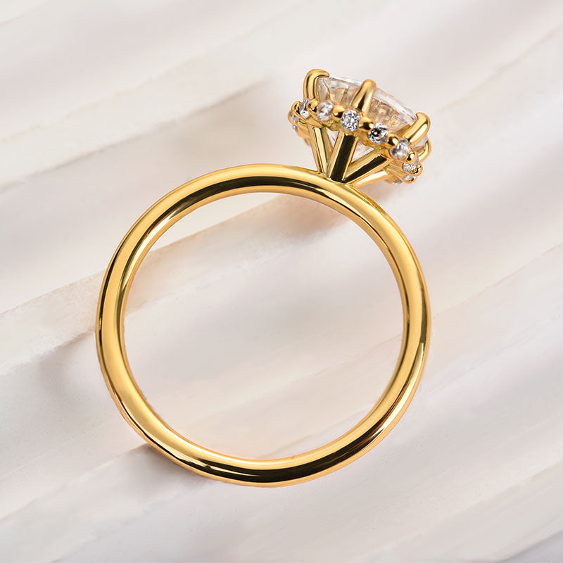 Louily Precious Moissanite 2.0 Carat Round Cut Yellow Gold Engagement Ring - louilyjewelry