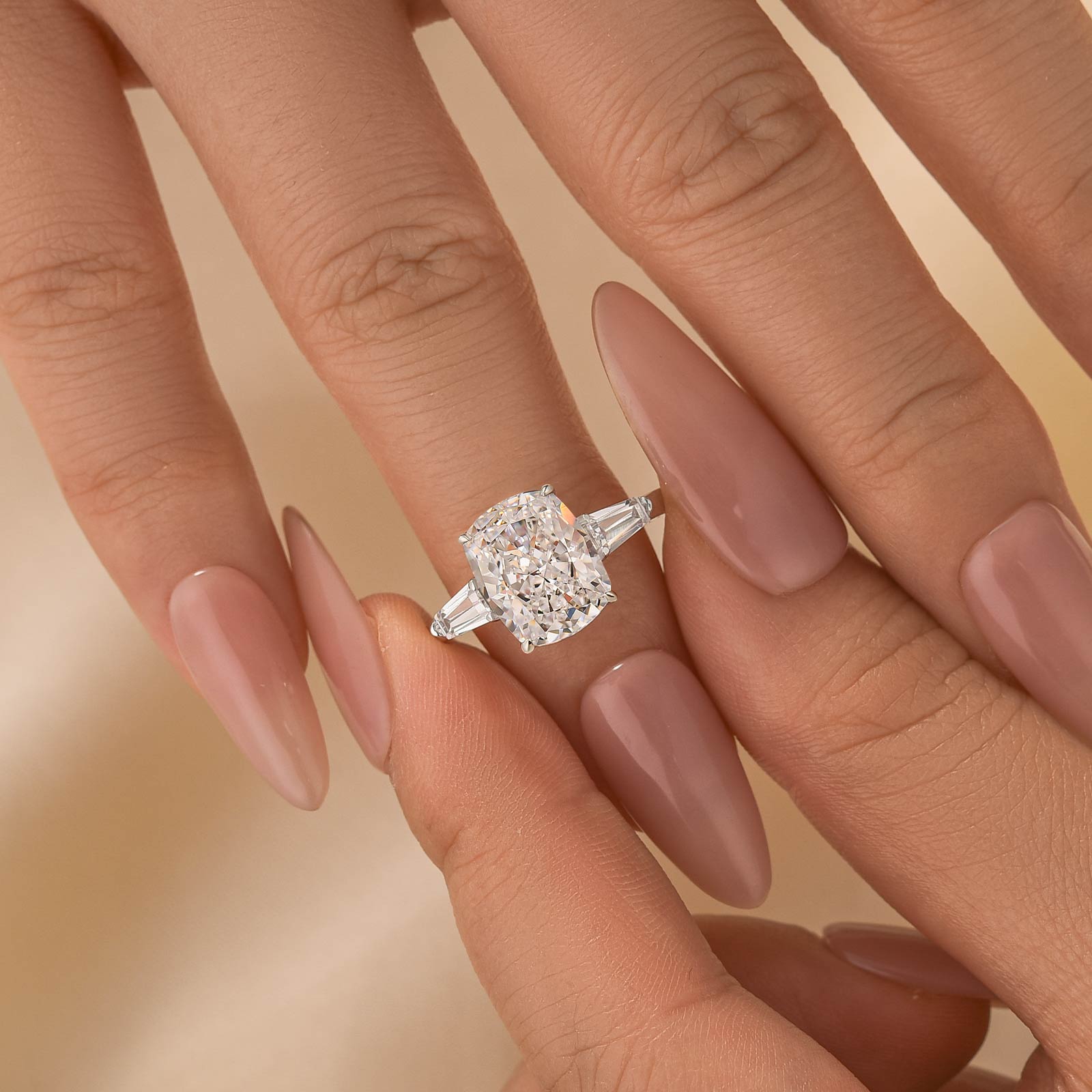 Louily Exquisite White Gold Cushion Cut Three Stone Engagement Ring In Sterling Silver - louilyjewelry