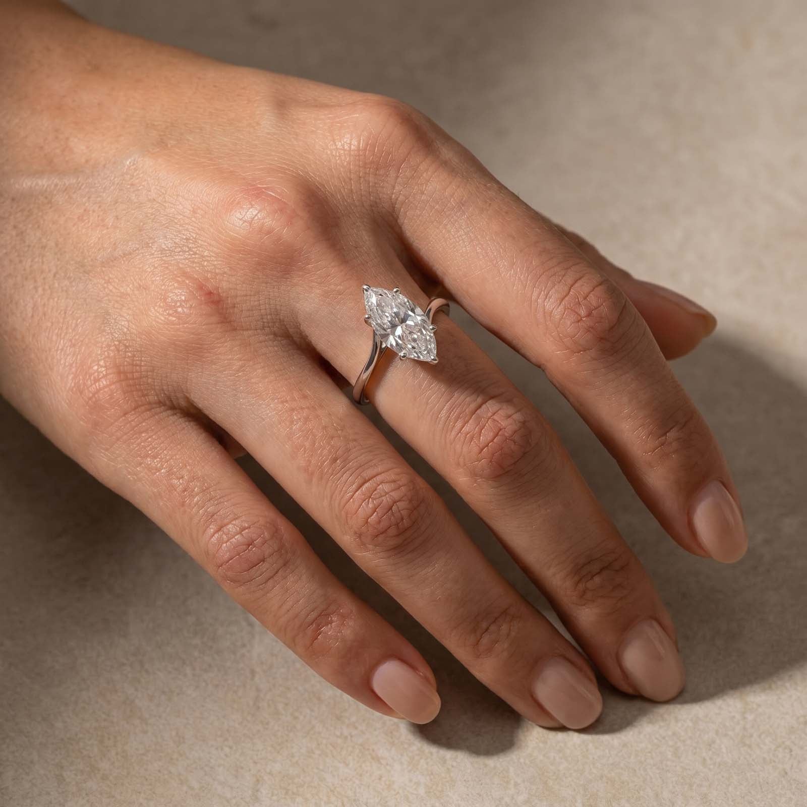 S925 Moissanite Curved 3.0Ct Marquise Cut Yellow Gold Engagement Ring