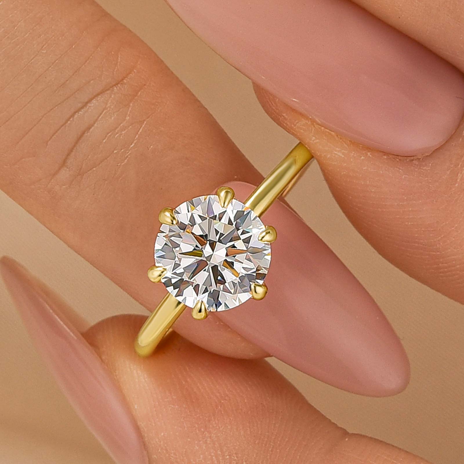 Louily Classic 2.0 Carat Round Cut Solitaire Engagement Ring In Sterling Silver