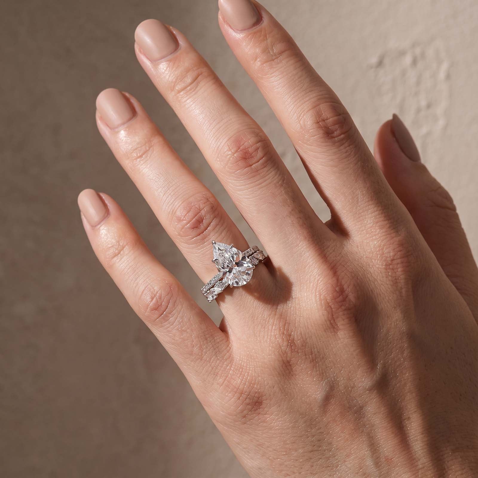 S925 4.5Ct Pear Cut Hidden Halo Engagement Ring & Wedding Band Statement Ring Sets For Daily Wear