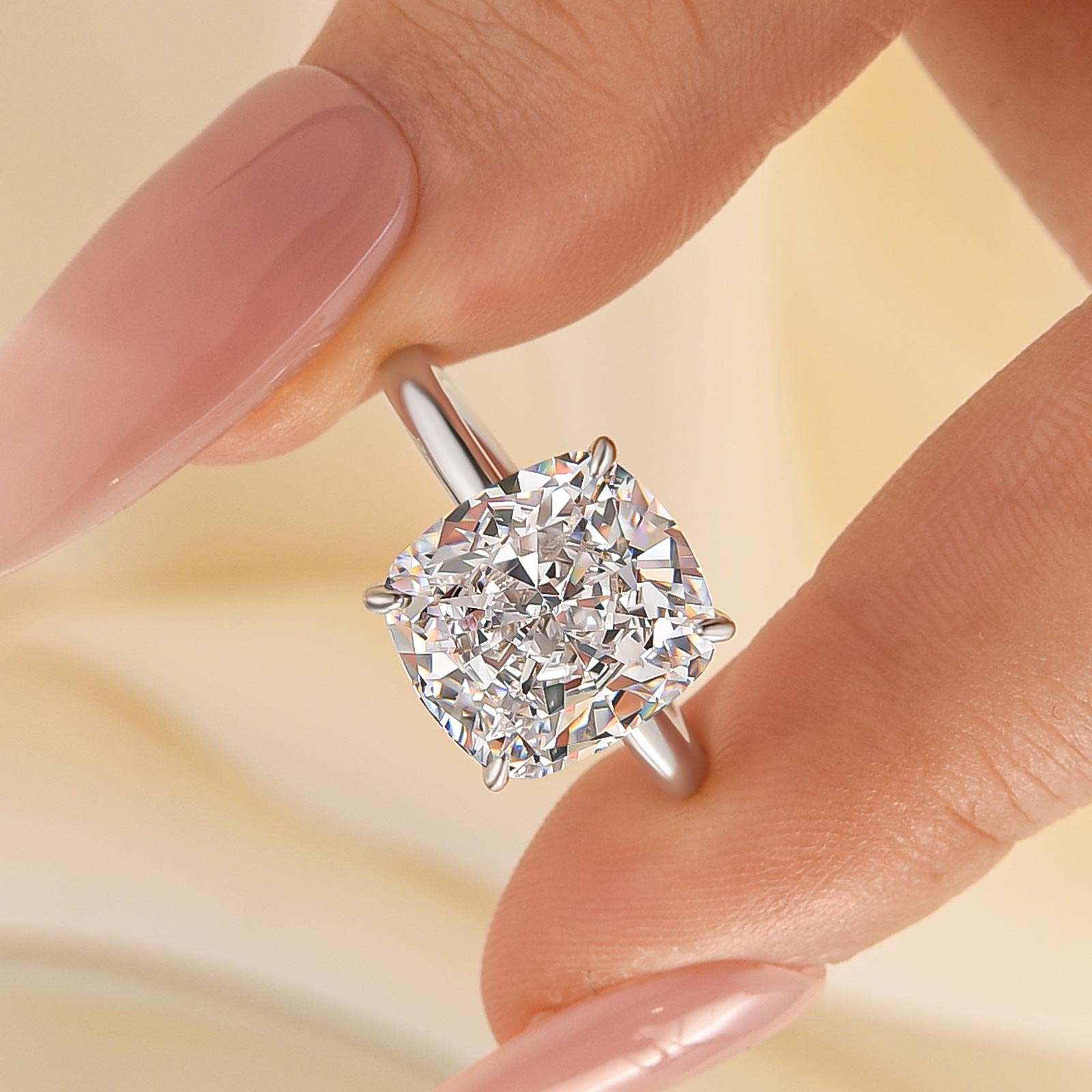 Louily Precious 6.0 CT Cushion Cut Engagement Ring In Sterling Silver - louilyjewelry