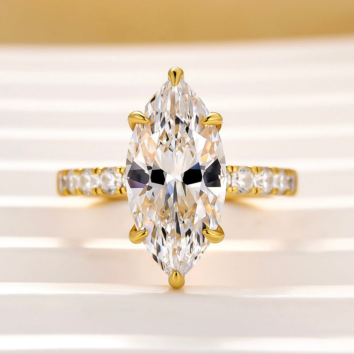 4.0Ct Marquise Cut Hidden Halo Pavé Engagement Ring In Sterling Silver