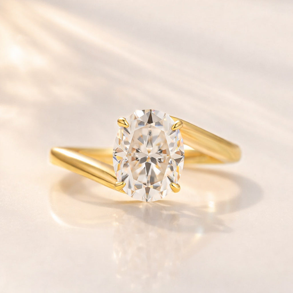 Moissanite 2.0 Ct Oval Cut Solitaire Engagement Ring In 925 Sterling Silver - louilyjewelry