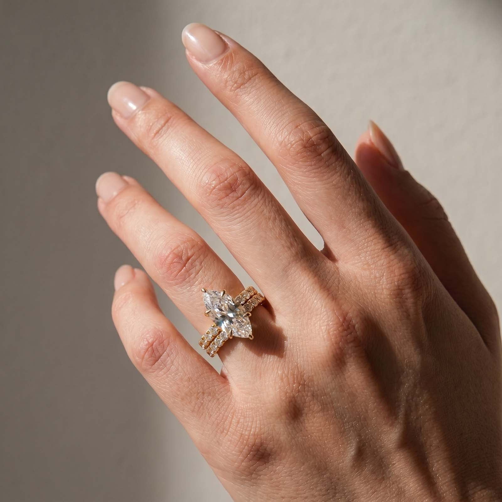 S925 6.0Ct Marquise Cut Engagement Ring & Eternity Round Cut Band Wedding Ring Sets For Women