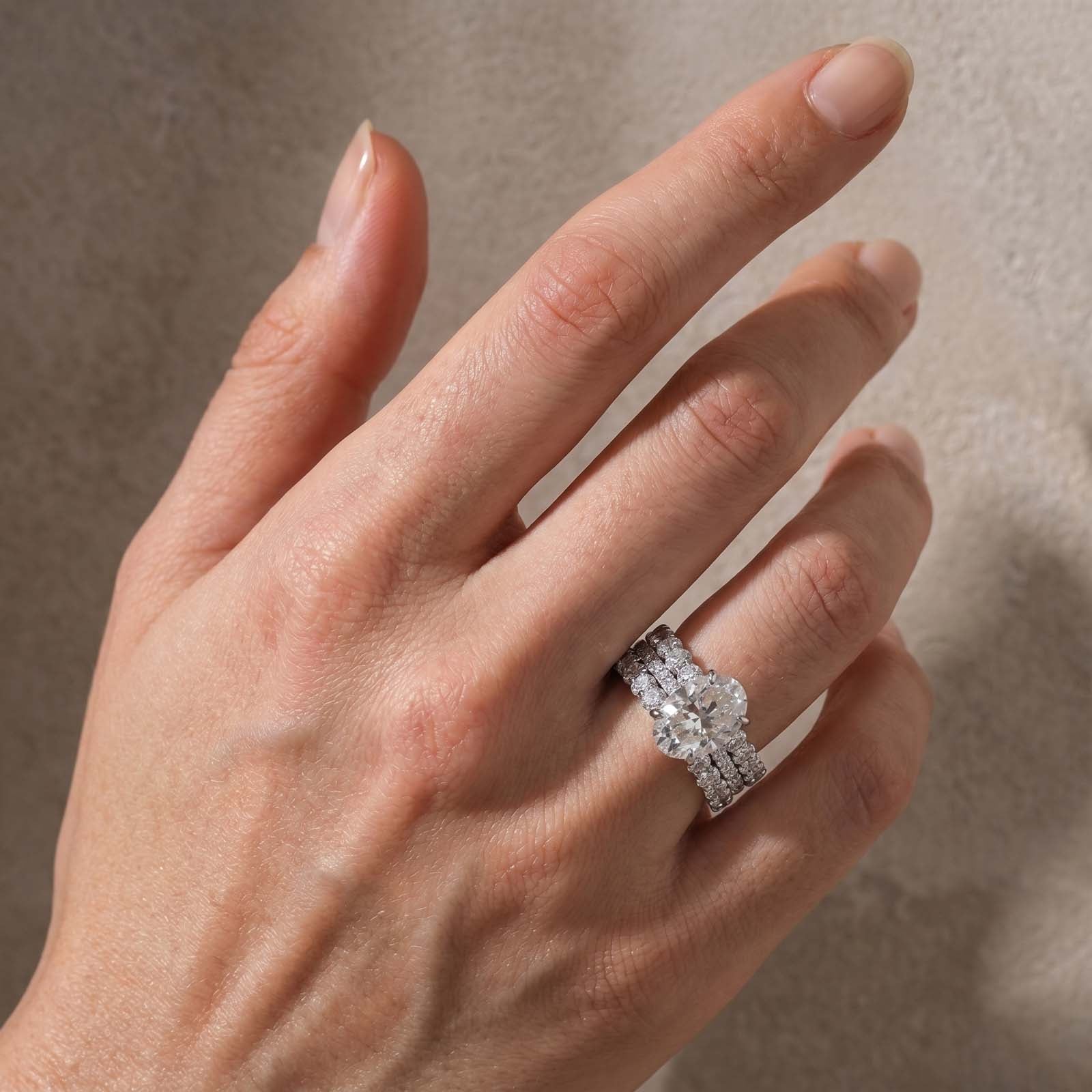 S925 Stunning 4.0Ct Oval Cut 3PC Wedding Ring Set Everyday Wear Ring In Sterling Silver