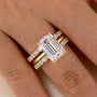 3PC 5.0Ct Emerald Cut Wedding Ring Set With Two Open Wedding Bands