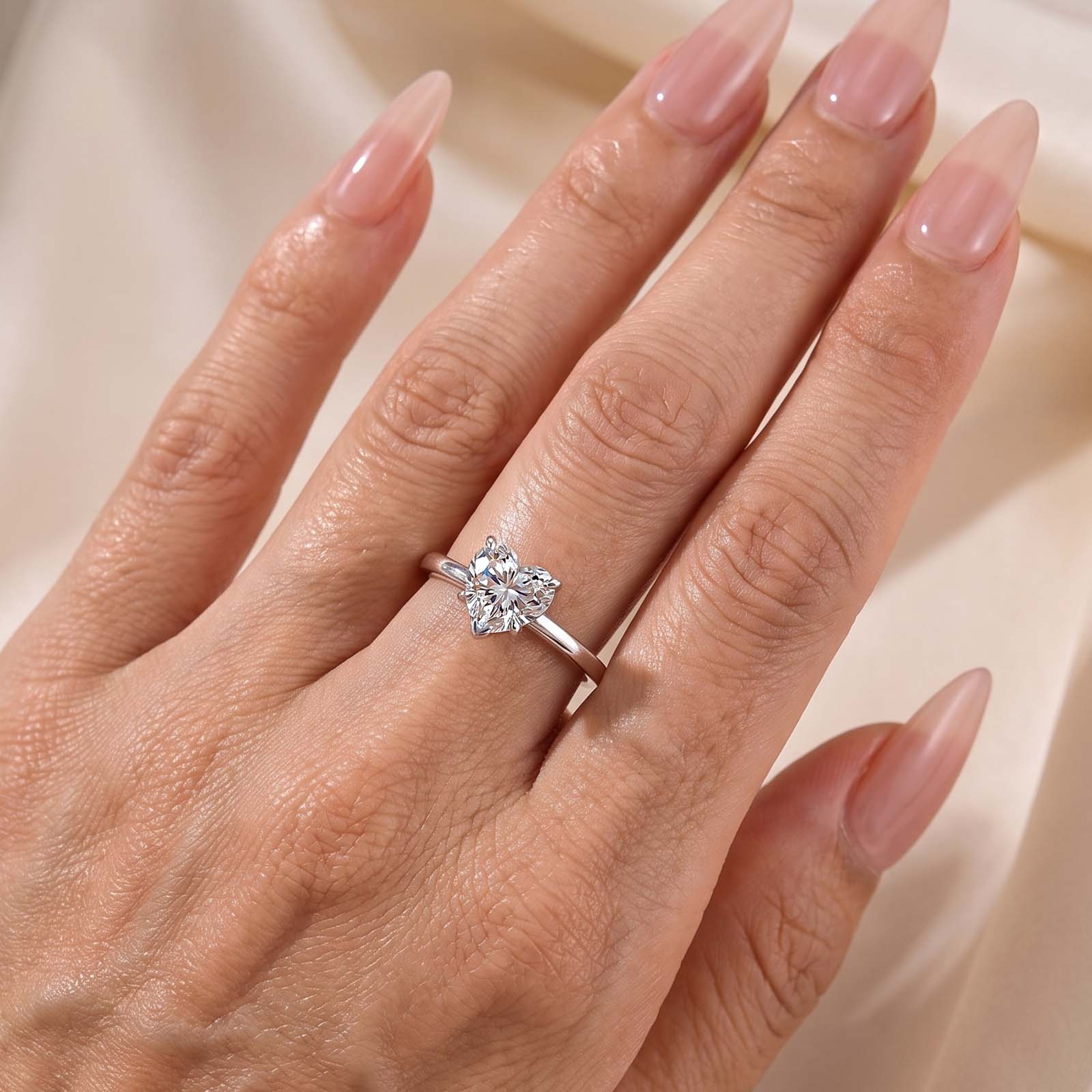 S925 Moissanite 1.0Ct Heart Cut Promise Ring Everyday Wearable Ring For Exquisite Birthday Gift