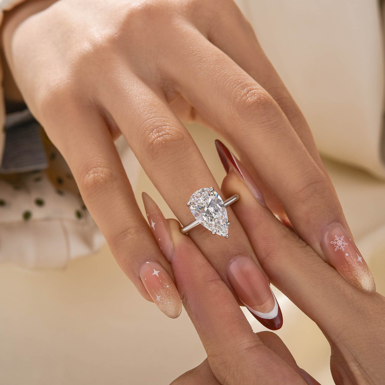 4.5Ct Pear Cut Engagement Ring Travel Ring In Sterling Silver - louilyjewelry