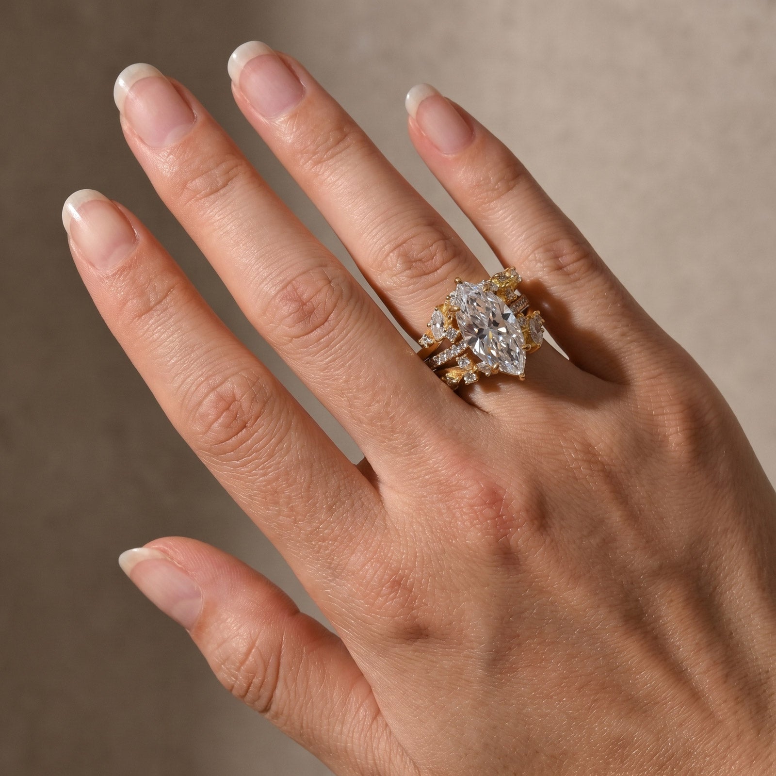 S925 Luxe 6.0Ct Marquise Cut Engagement Ring in Sterling Silver with Open Curved Enhancer Wedding Band Wedding Set For Everyday Wear
