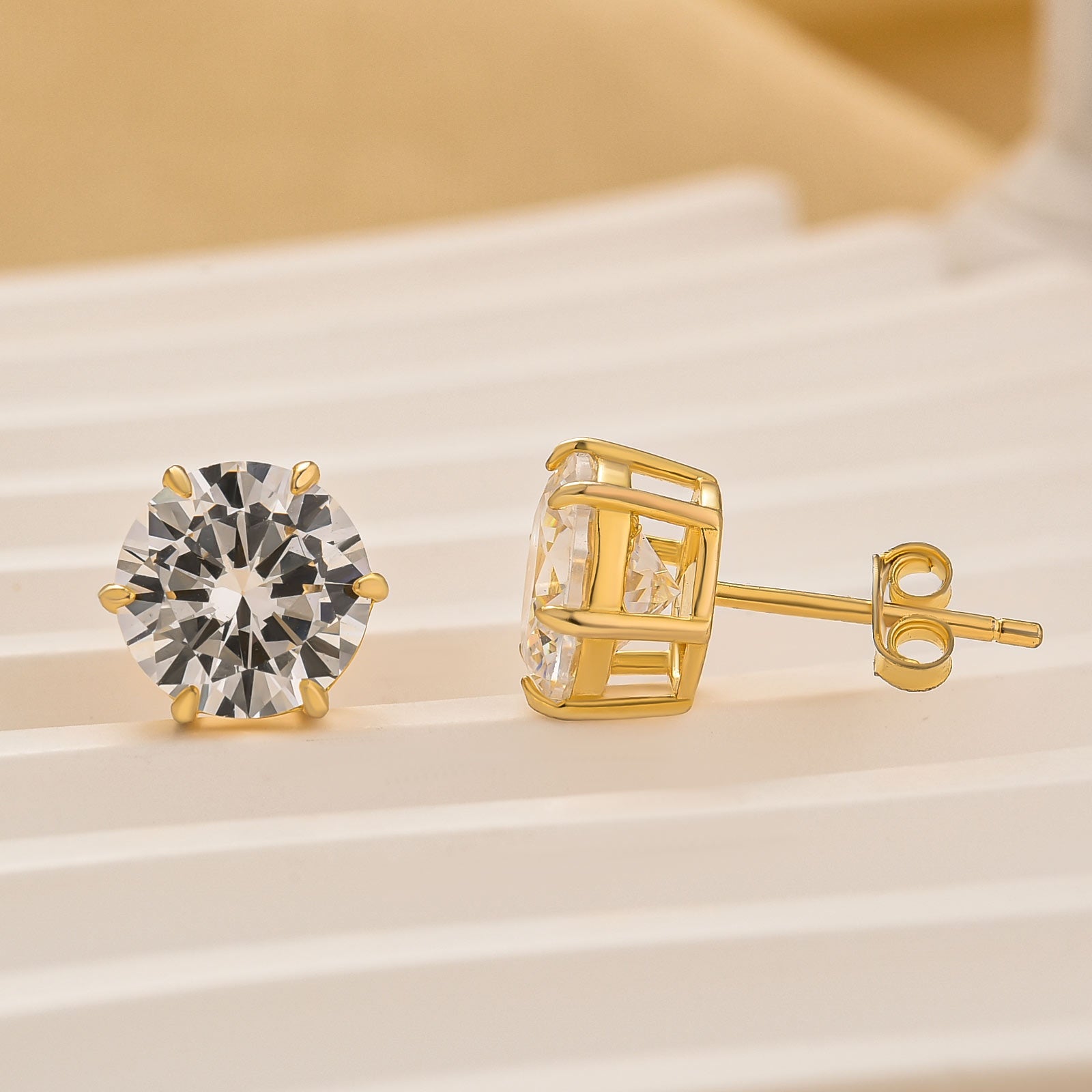 Classic 2.0Ct Round Cut 6 Prong Stud Earrings In Sterling Silver