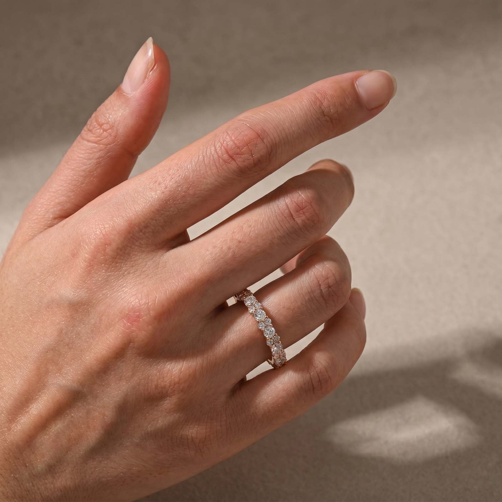 S925 Moissanite 2.5 Ct Round Cut Full Wedding Band Stackable Everyday Wearable Ring for Women