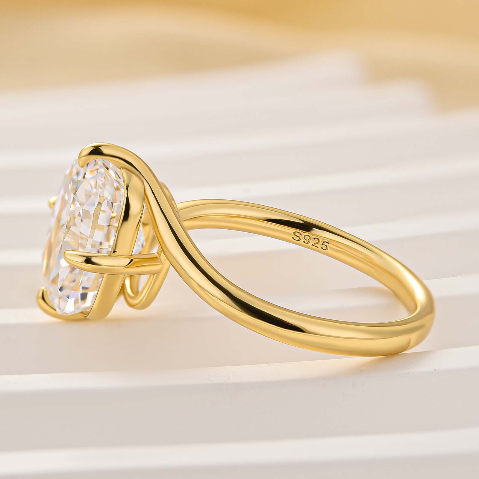 4.0Ct Cushion Cut Solitaire Engagement Ring In Sterling Silver