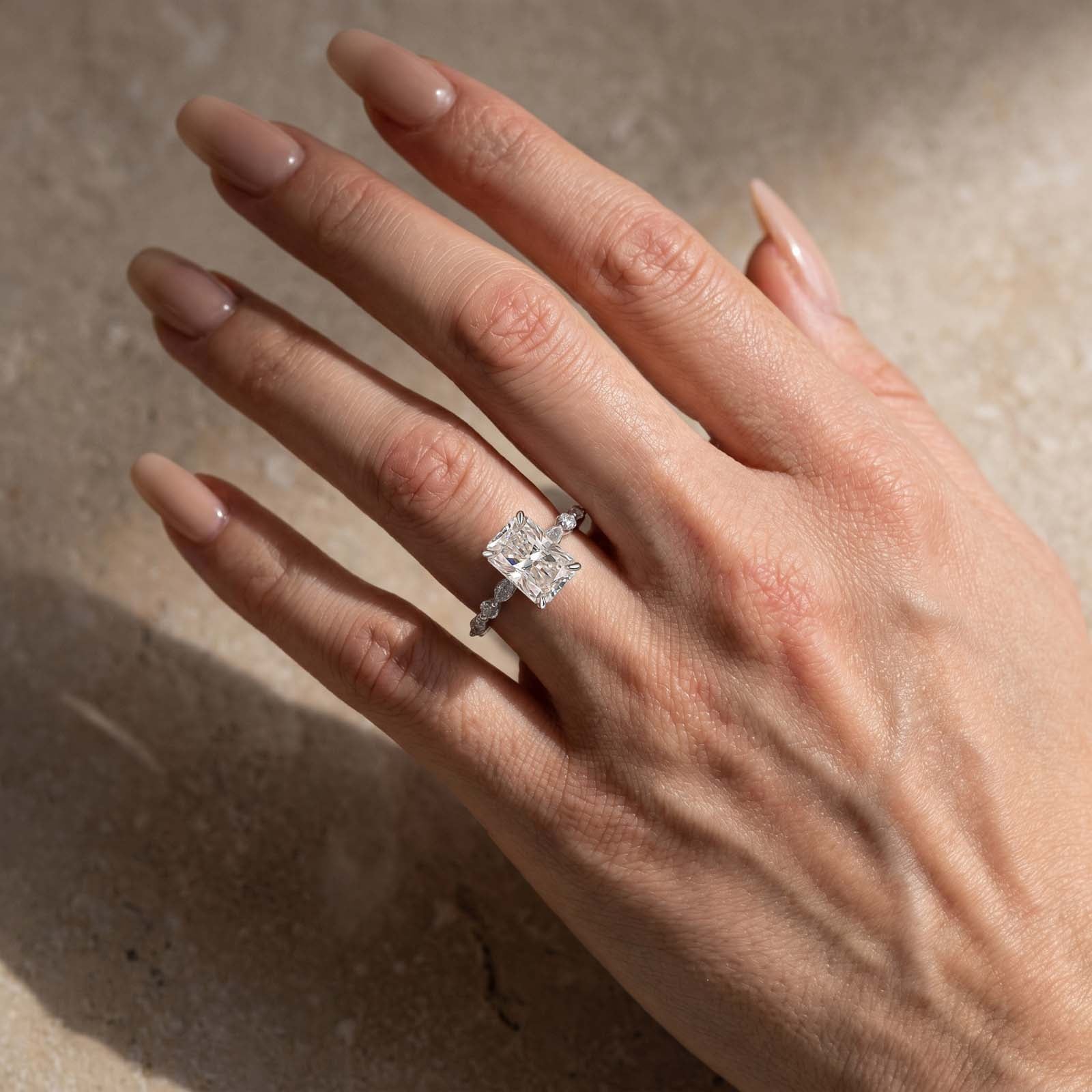S925 Sparkle 3.5Ct Radiant Cut Engagement Ring For Women In Sterling Silver