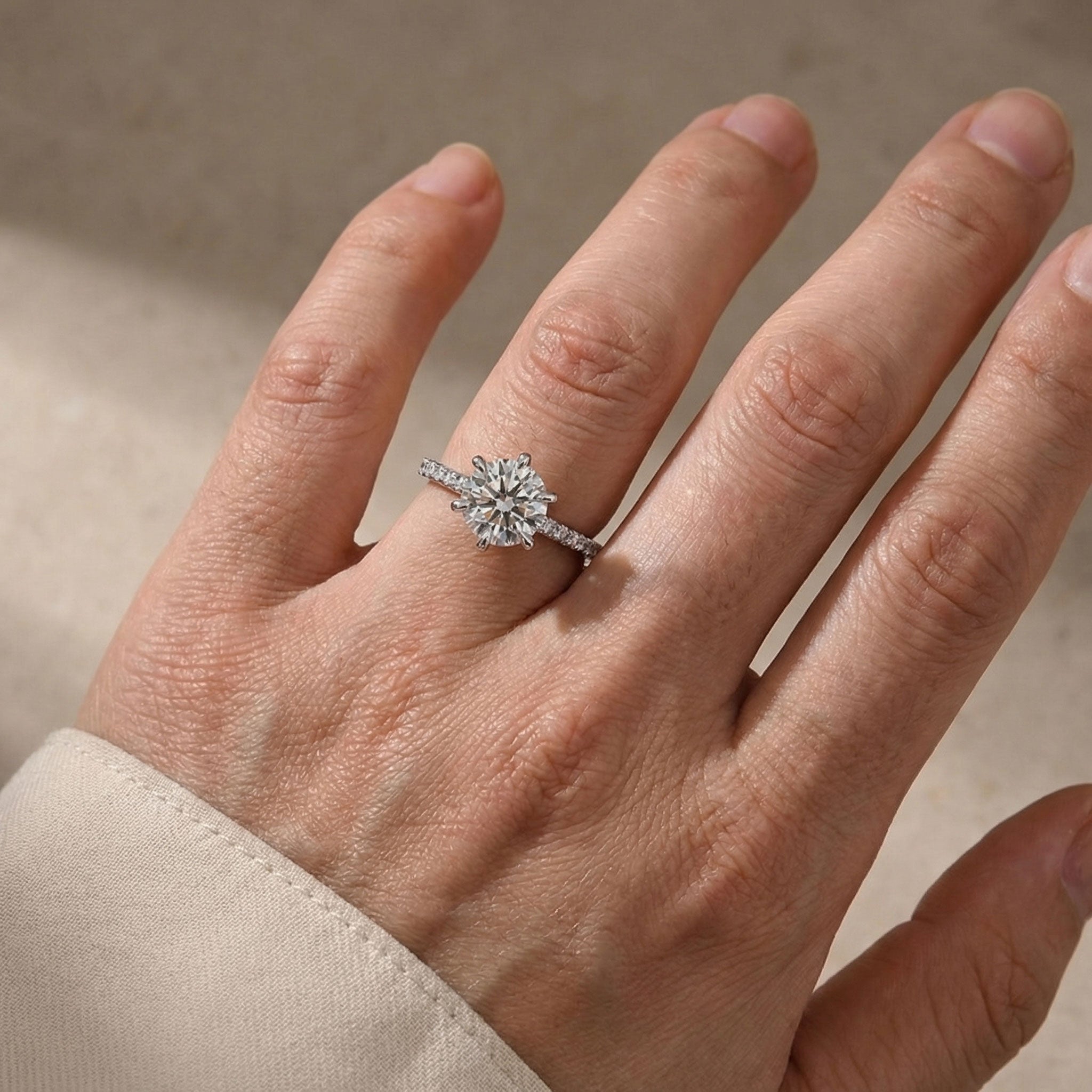 Moissanite 2.0Ct Round Cut 6 Prong Promise Rings For Women - louilyjewelry