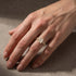 Radiant moissanite bridal ring set worn for everyday style