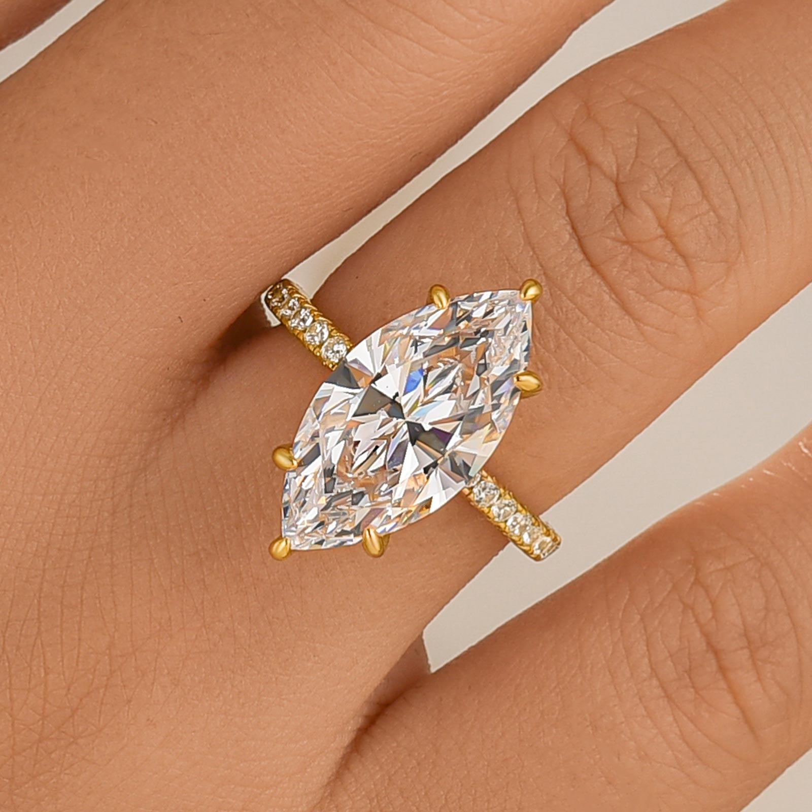 6.0Ct Marquise Cut Engagement Ring Travel Ring For Her In Sterling Silver