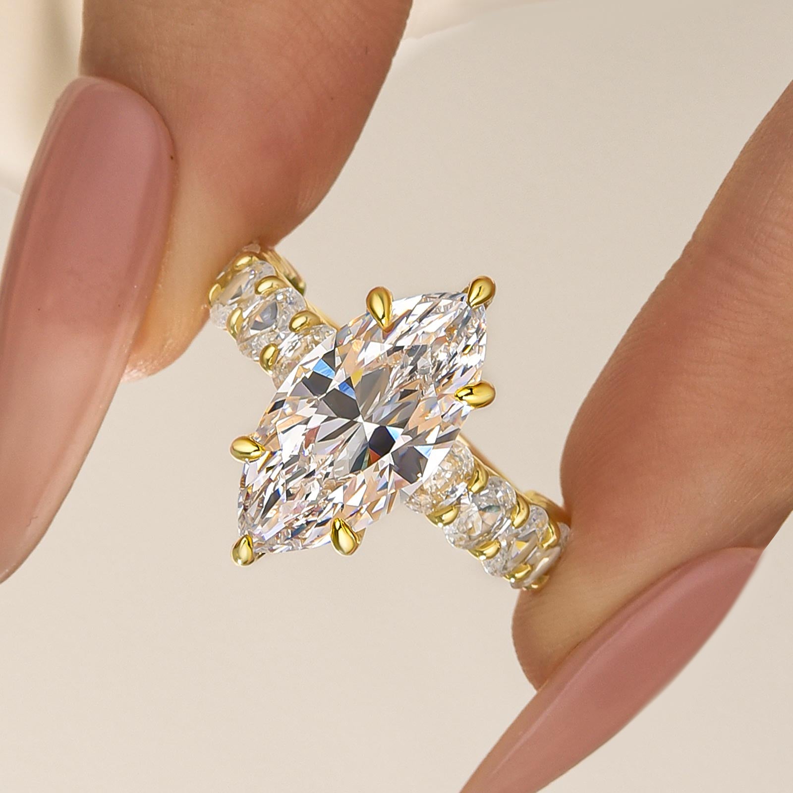 4.0Ct Marquise Cut Side Stone Engagement Ring Travel Ring In Sterling Silver - louilyjewelry