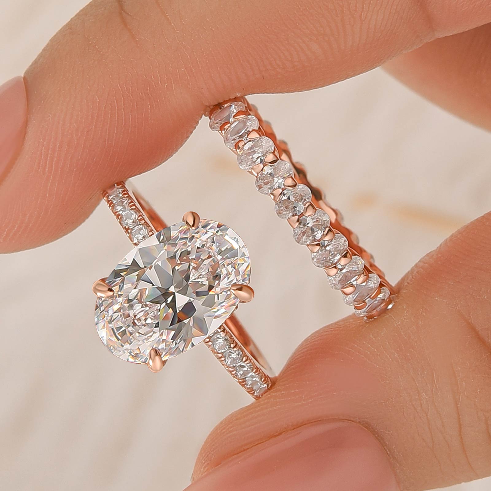 Louily Elegant Yellow Gold Oval Cut Wedding Ring Set In Sterling Silver - louilyjewelry