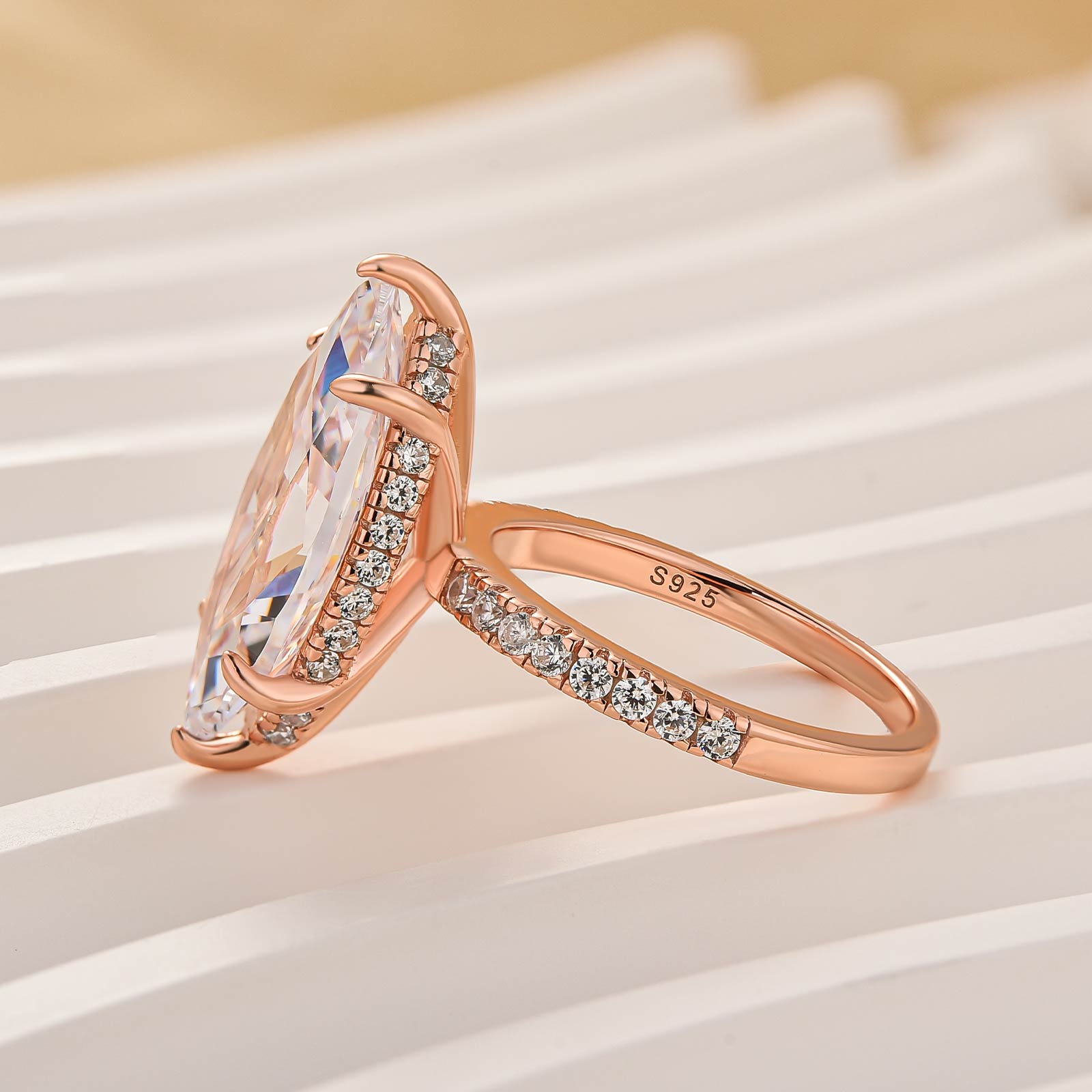 6.0Ct Marquise Cut Engagement Ring Travel Ring For Her In Sterling Silver