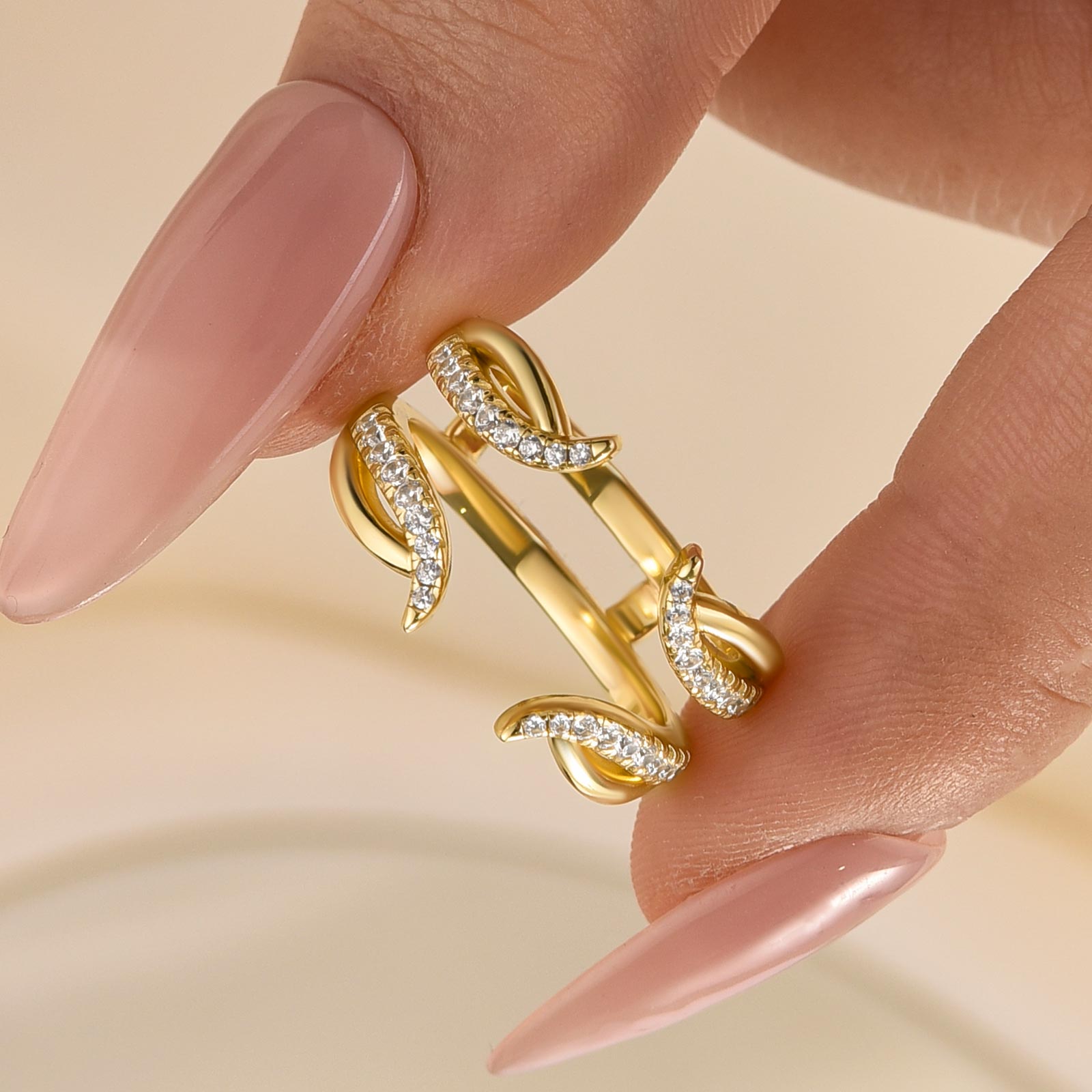 Louily Unique Round Cut Vintage Yellow Gold Jacket Wedding Band In Sterling Silver - louilyjewelry