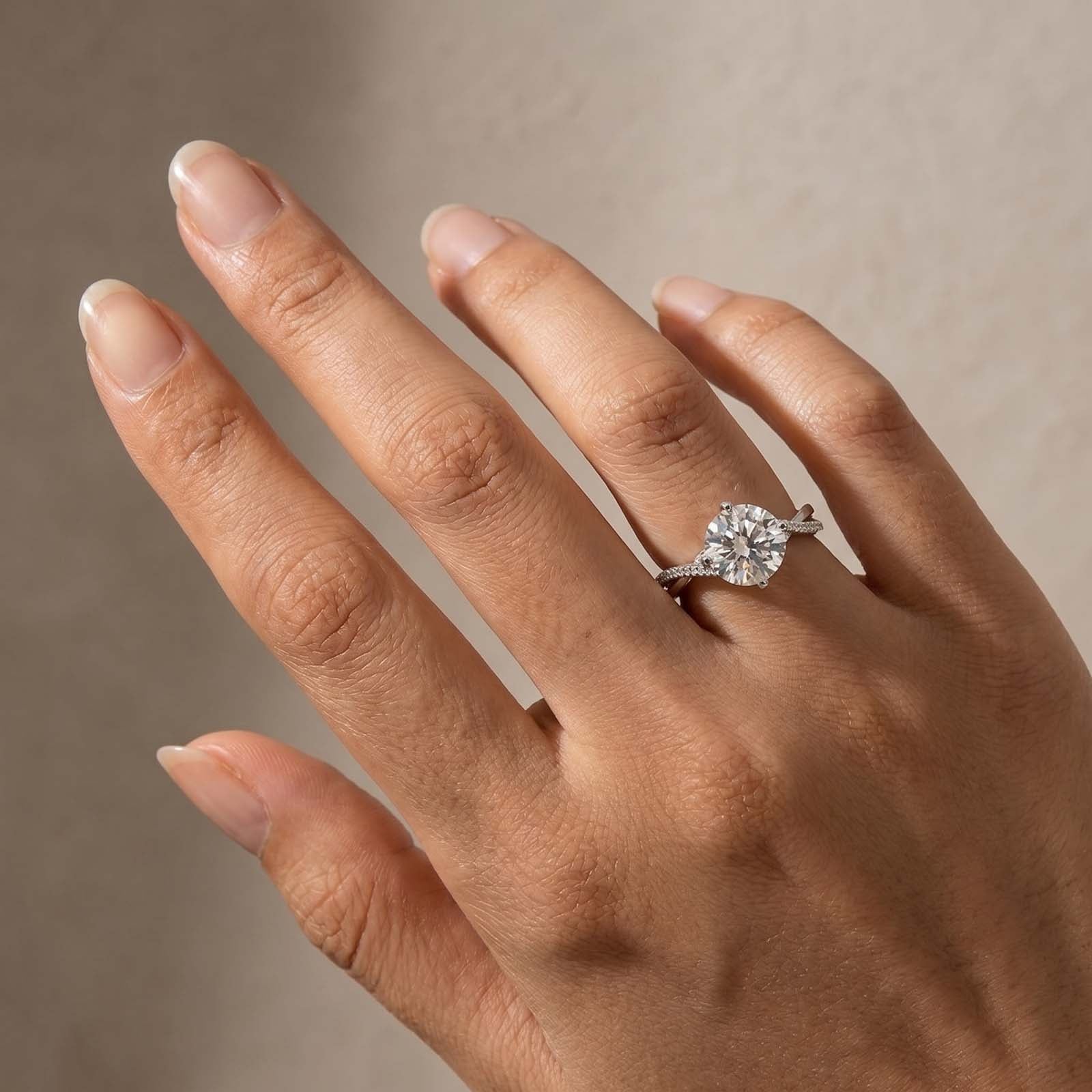 S925 Moissanite 3.0Ct Round Cut Unique Heart Prong Twisted Half Pave Silver Engagement Ring Date Night Ring