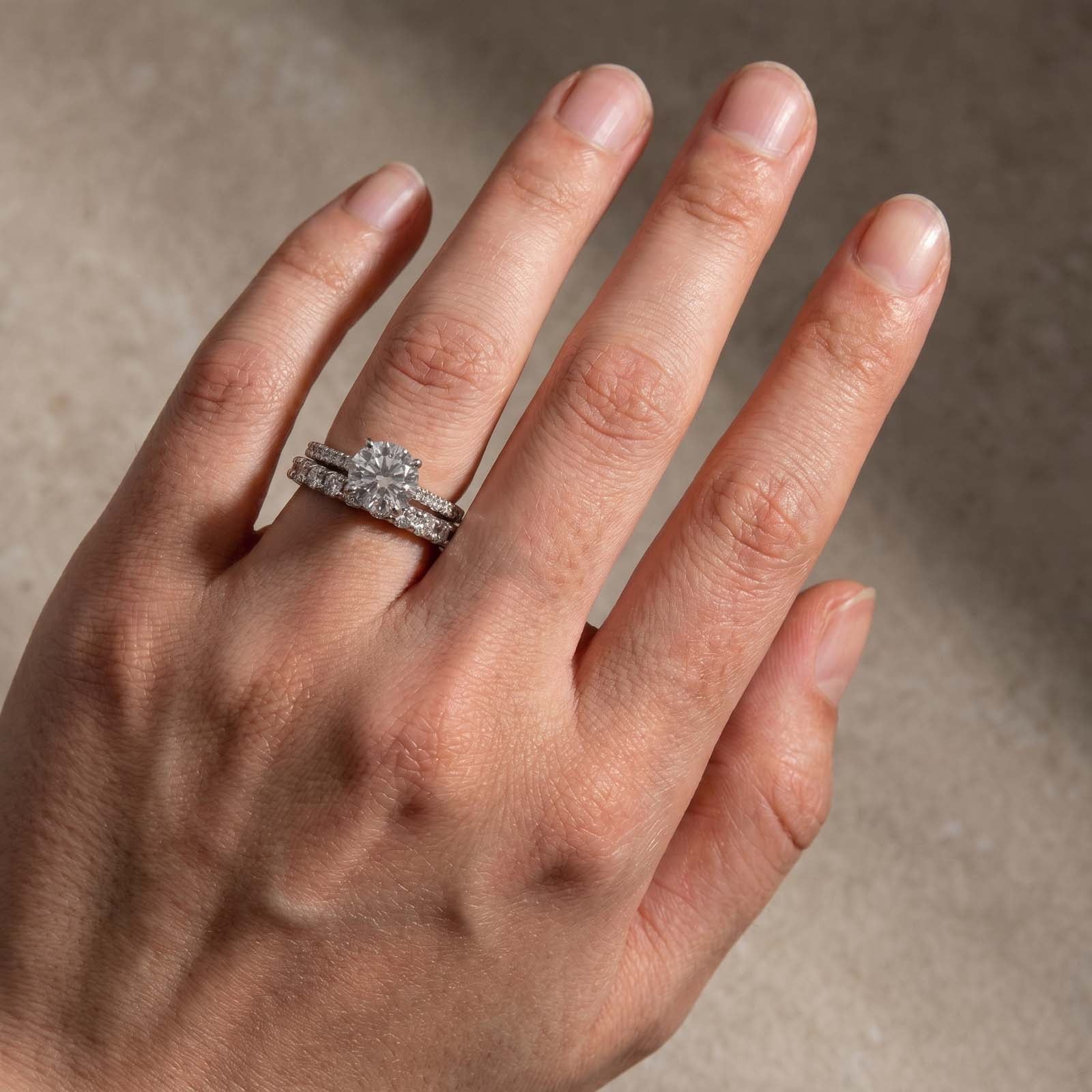 S925 Moissanite 2CT Round Cut Solitaire Engagement Ring Set White Gold Plated In Sterling Silver Promise Rings For Women
