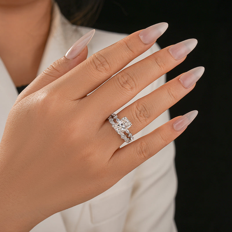 Louily Moissanite 3.5 Carat Radiant Cut Engagement Ring In Sterling Silver