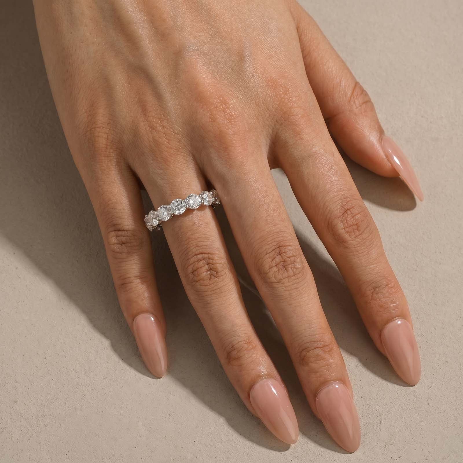 S925 Moissanite Diamond 5.5Ct Round Cut Eternity Band Sterling Silver Stackable Wedding Ring