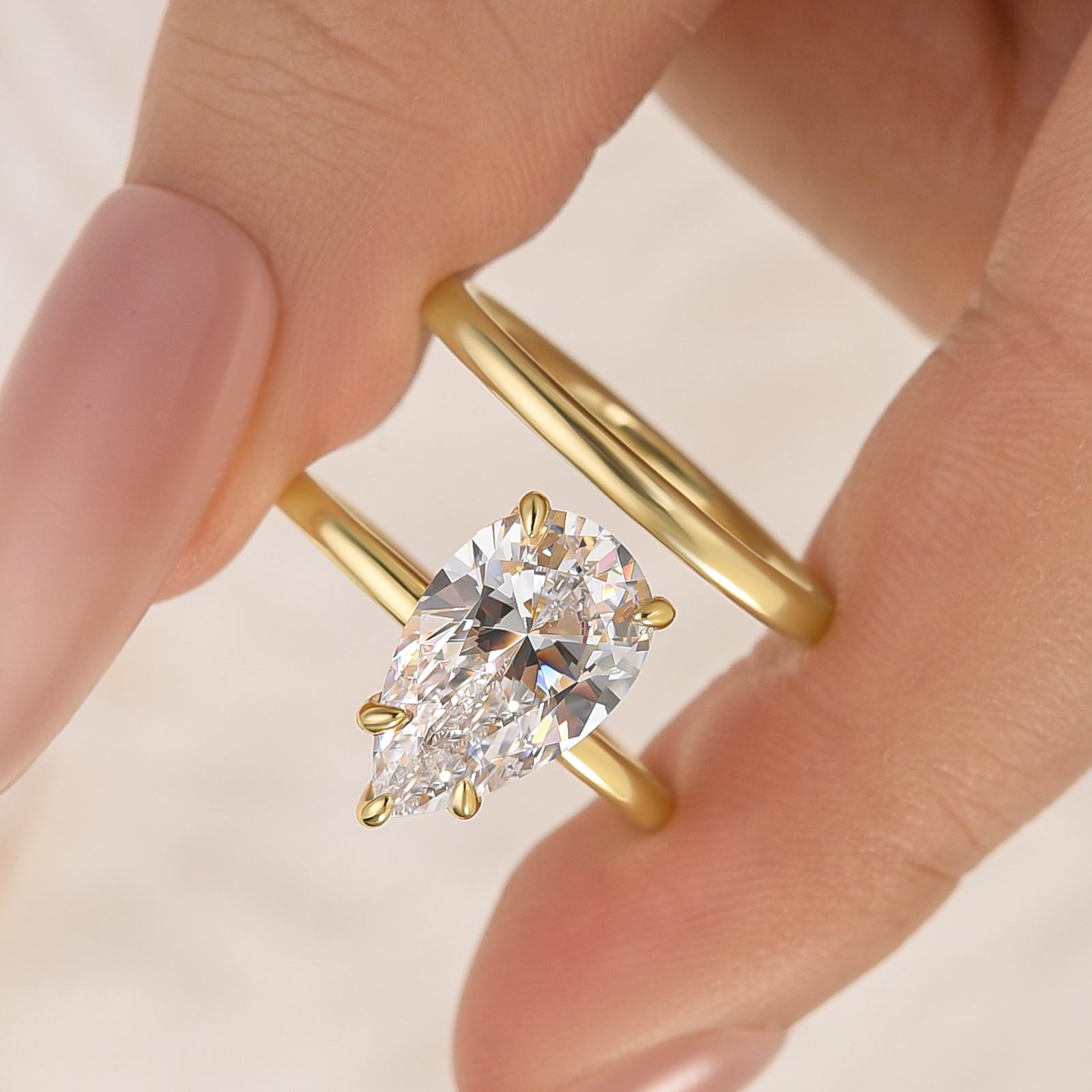 S925 2PC 40Ct Solitaire Pear Cut Wedding Set For Women - louilyjewelry